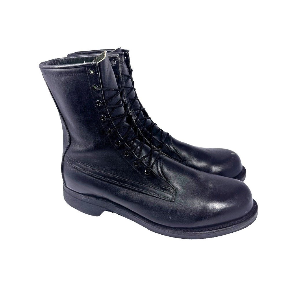 1987 Black Leather Lace Up Military Combat Boots Men 9E Biltrite Sole